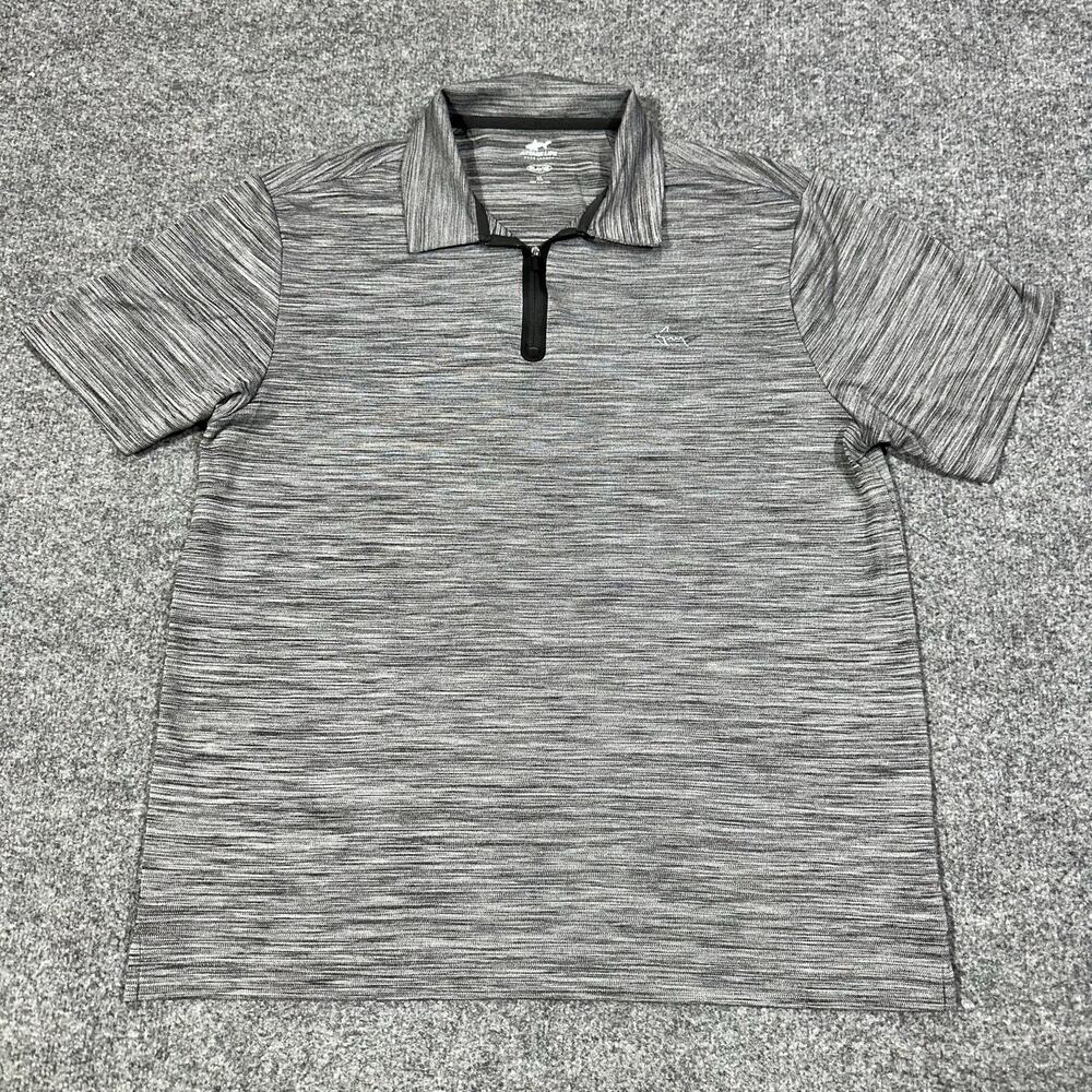 Greg Norman Attack Life PlayDry Black White Short Sleeve Zip Polo Shirt Size XL